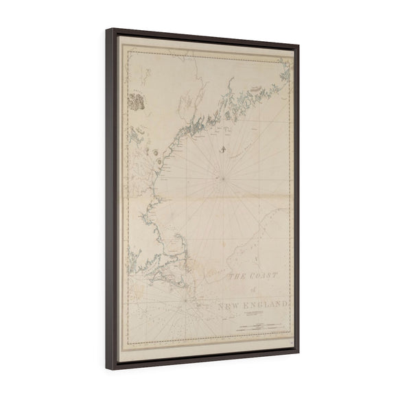 1781 Des Barres Coast of New England Framed Premium Gallery Wrap Canvas - Stone & Shoal