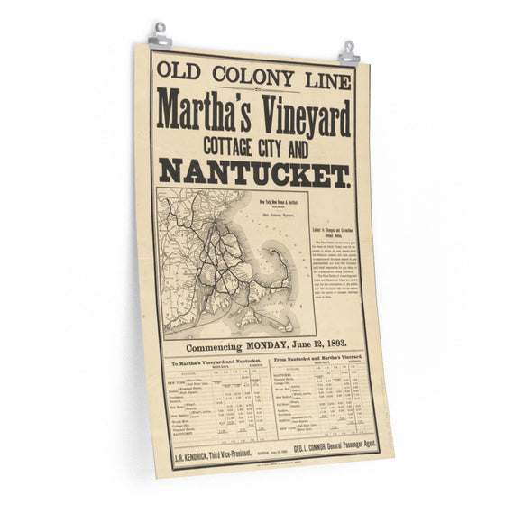 1893 Old Colony Line to Martha's Vineyard Matte Poster - Stone & Shoal