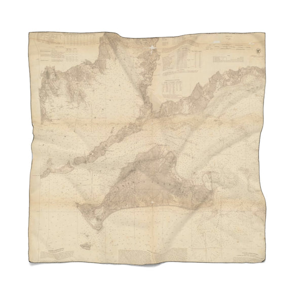 1860 Bache Coastal Survey Map Scarf - Stone & Shoal