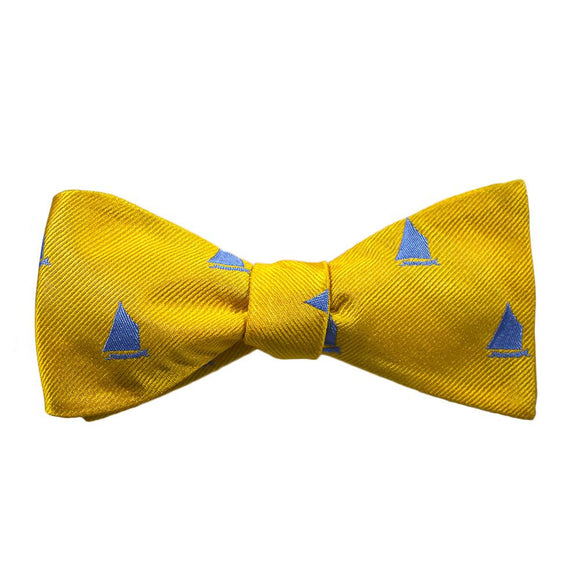 Sailboat Bow Tie - Yellow, Woven Silk - Stone & Shoal